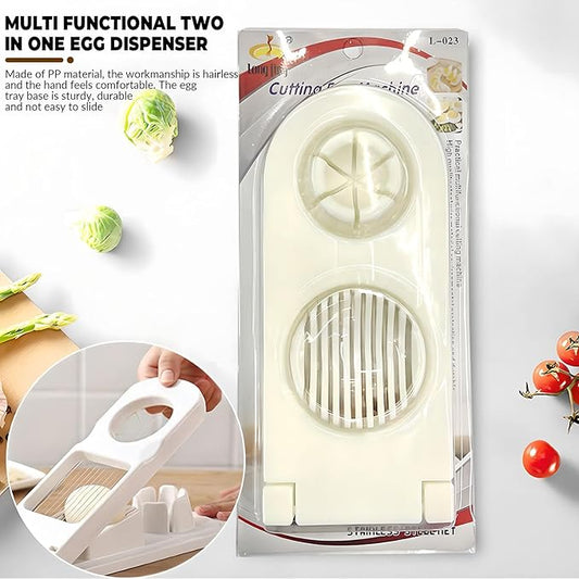 Generic 2 in 1 stainless steel wire egg slicer; cooked egg slicer; egg cutter; strawberry slicer; multi-purpose egg slicer; suitable for slicing soft fruits, etc., 7.87L*3.54W*1.18H, White