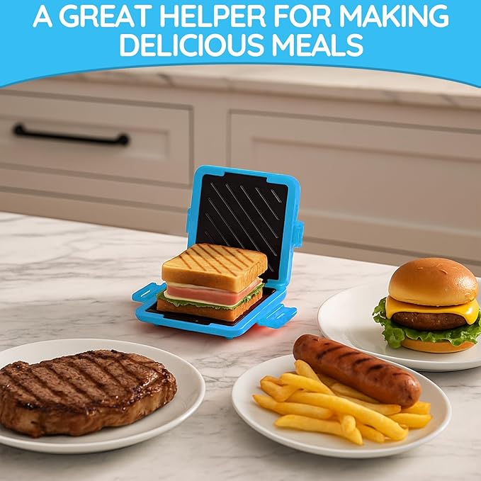 Microwave Sandwich Maker,Microwave Sandwich Toast Maker,Toast Panini Press,Dishwasher Safe,No Power Required,Travel-Friendly Sandwich Maker (Blue)