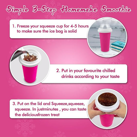 2PCS Slushie Maker Cup,DIY Magic Quick Frozen Smoothies Cups for Homemade Milk Shake Ice Cream Maker, Cooling Cups, Double Layer Squeeze Slushy Maker Cup,Birthday Funny Gifts for Friends &Family
