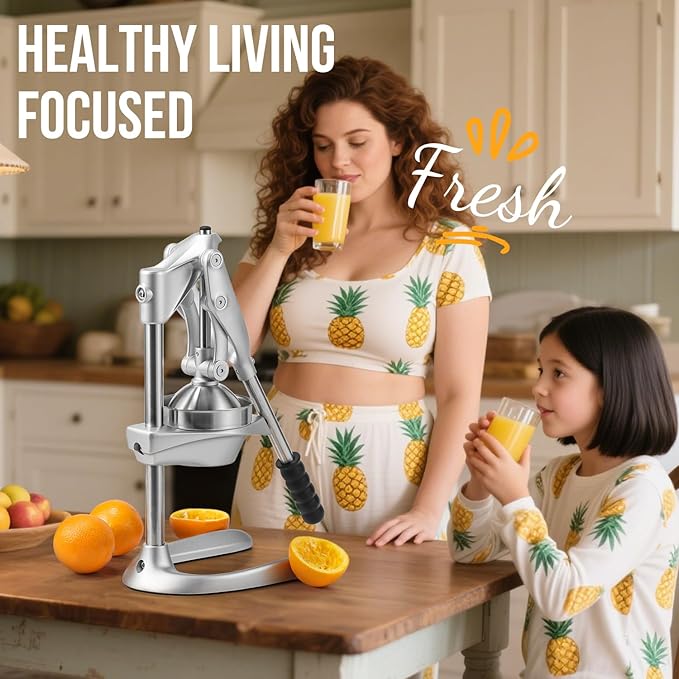 Manual Juicer, Sopito Heavy-Duty Effortless Orange Squeezer Safety Countertop Stainless Steel Hand Press Juicer for Citrus Lemon Lime Grapefruit, Easy to Clean