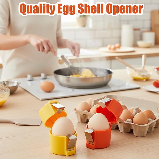 4-Piece Set of Egg Cracker, Hard Boiled Egg Peeler, Egg Shell Opener, for Easy Cracking and Peeling, Compact Design for Kitchen Use
