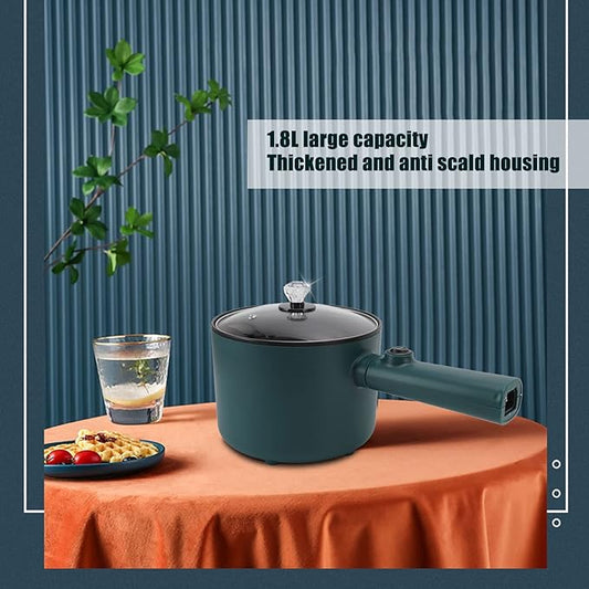 Electric Cooking Pot, 1.8L Nonstick Food Grade 6 Function 2 Temperature Mode Long Handle Electric Cooker for Home Cooking