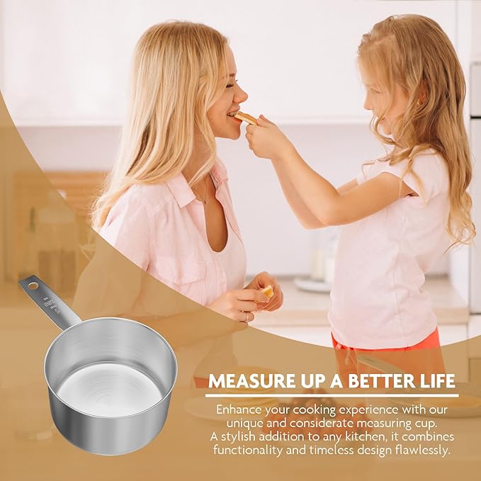 2PCS 1/8Cup(2Tbsp, 30ml, 2oz) Stainless Steel Measuring Cup, Single Metal Scoop for Wet and Dry Ingredients, Great Kitchen Gadgets for Cooking