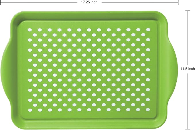 Oggi Rectangle Non Skid Rubber Grip Serving Tray, Green 17.5 x 11.5"