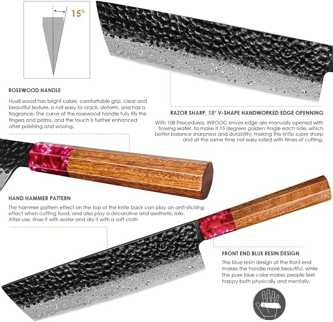COOKLET'S Nakiri Knife, Professional VG10 Damascus Stainless Steel Kitchen Knife, Ultra Sharp Vegetable Meat Cooking Knife, G10 Ergonomic Color Wooden Handle with Luxury Gift Box for Home