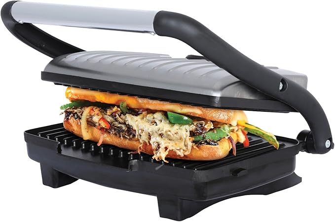 Brentwood TS-611 Compact Panini Press & Sandwich Maker,1000-Watt, Non-Stick,Stainless Steel