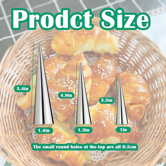 9 Pcs Cannoli Tubes,Non-Stick Cream Horn Cones Tubes Stainless Steel Conical Croissant Pastry Baking Moulds,Cannoli Form Roll Mold Corner Shaper for Christmas Anniversary and Daily Use(3 Size)