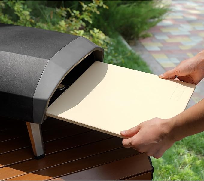 Mimiuo Pizza Stone for Oven and BBQ Grill, 13 inch Square Bread Baking Stone, Heavy Duty Large Ceramic Pizza Pan for Baking Pie Cookie and Cheese