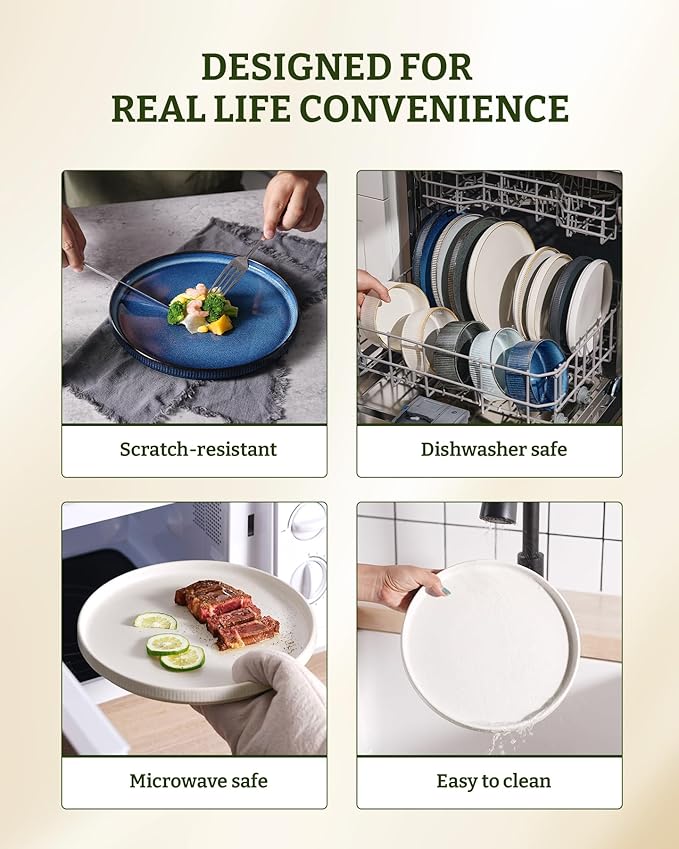 famiware Star Salad Plates for 6, 8 inches Plate Set, Stoneware Dinnerware, Small Dinner Plates for Dessert, Salad, Appetizer, Matte White (Pack of 2)