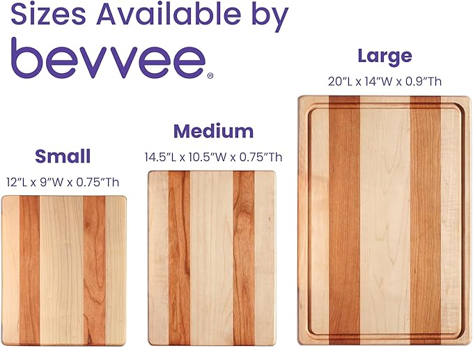 Maple and Cherry Wood Cutting Board - American Made in USA - Unique Kitchen Gifts - Large 14 x 20 inch
