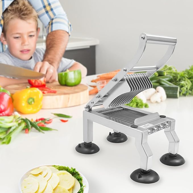 Stainless Steel Vegetable Slicer, Manual Fruit Cutter, Stainless Steel Food Slicing Machine, 10mm Even Slice Chopper for Diameter 2.76'' Vegetable Kitchen Restaurant Dessert Shop Commercial Use