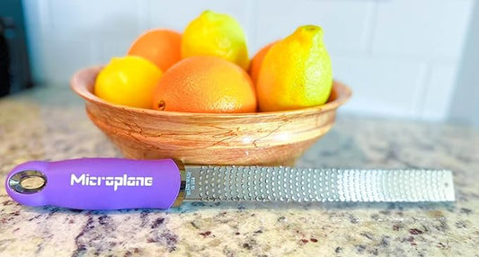 Microplane Classic Zester & Cheese Grater in Orchid - Soft-Touch Handle, Effortless Zesting, Perfect for Hard Cheeses & Citrus