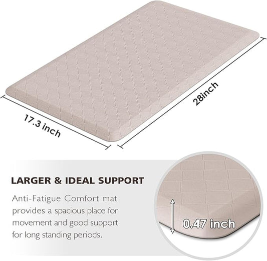 HappyTrends Kitchen Runner Rugs Anti-Fatigue mats,17.3"x 28",Non Slip Waterproof Ergonomic Comfort Mat for Kitchen, Floor Home, Office, Sink, Laundry,Khaki