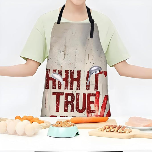 True Crime Apron,Adjustable Waterproof Oxford Fabric Kitchen Apron with 2 Pockets for Men and Women, Cooking, Baking, BBQ, Coffee Shop, Housewarming Gifts, 28x33 Inches
