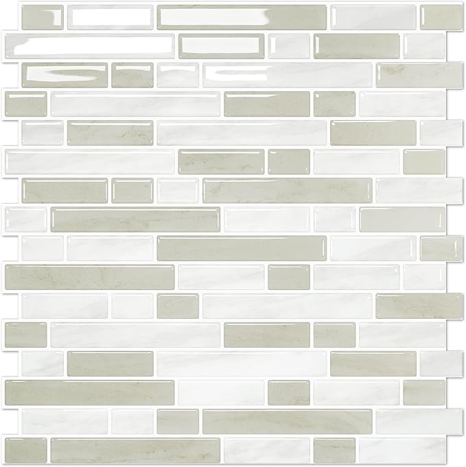 STICKGOO Peel and Stick Backsplash - 10 Sheets of 12”×12” - 3D Self Adhesive Peel and Stick Tile Backsplash for Kitchen & Bathroom