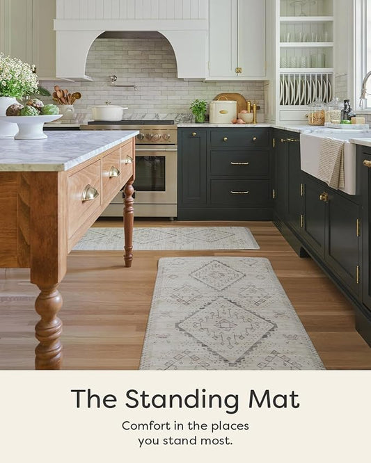House of Noa Nama Standing Mat – Anti-Fatigue Cushioned Kitchen Mats for Floor | Ergonomic Bounce-Back Foam Kitchen Mats | Anti-Fatigue Mats for Kitchen & Standing | Ula Calico | 22" x 54"