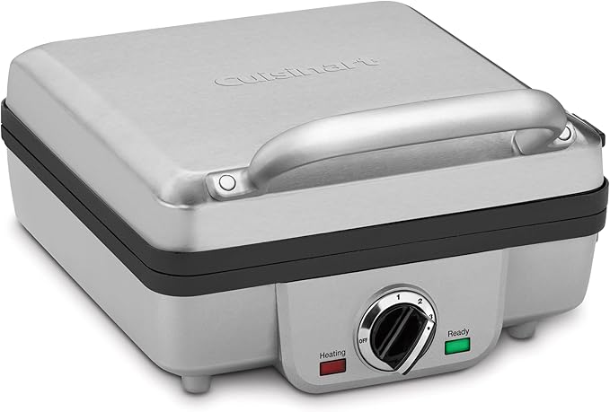 Cuisinart Belgian Waffle Maker with Pancake Plates, Nonstick Plates, 6 Browning Levels, Ready Indicator Lights, Temperature Control, Deep Waffle Pockets, WAF-300NAS, Brushed Stainless