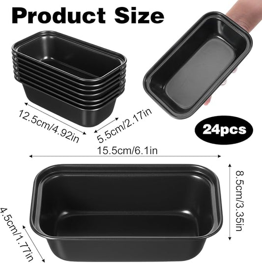 Meyeyaia 24 Pcs Mini Loaf Pans for Baking Bread,Non Stick Small Loaf Pans Banana Bread Tins,6.1 x 3.35 x 1.77 Inches Nonstick Tiny Meatloaf Pan Carbon Steel for Oven and Baking