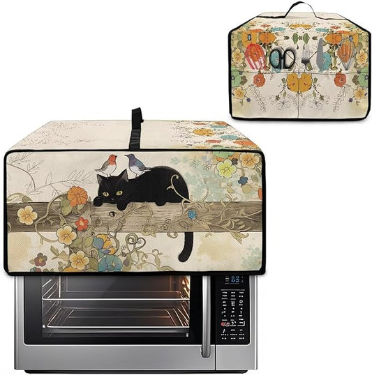 Doojoayie Black Cat Coffee Appliance Dust Cover 8 Slice Toaster Cover Small Appliance Dust Protector for Toaster Oven/Bread Making Machine/Air Fryer