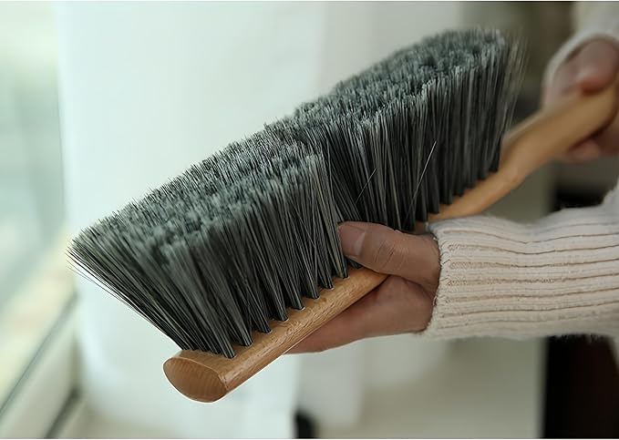 Soft Bristle Hand Brush Wooden Handle for Woodworking Shop Bench, Sawdust Removal Non-Scratch 14 Inch Long (Brown)