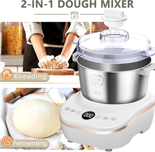 AIZIYO DoughChief, 5.3QT Dough Maker, Dough Mixer with Ferment Function, 304 Stainless Steel Bowl, Removeable lid, Face-up Touch Panel, Electric Dough Proofing Box for Pizza, Bread, Pasta & Mochi