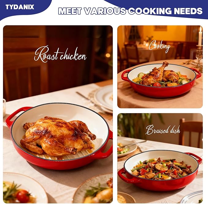 2-in-1 Multifunctional Enameled Cast Iron Dutch Oven, 6QT Loaf Pan with Dual Handles, Perfect for Baking Sourdough, Roasting, Braising & Stews, Oven & Stovetop Safe, Easy to Clean & Pre-Seasoned