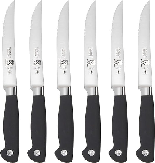 Mercer Culinary Genesis 7-Piece Forged Steak Knife Set, Steel/Black