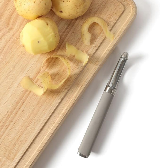 Calphalon Edge Stainless Steel Straight Vegetable Peeler w/Thermoplastic Rubber Handle - Taupe