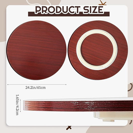 28" Walnut Wood Lazy Susan for Table Top, Large Turntable Rotating Serving Tray for Counter Top Solid Wooden Round Lazy Susan Organizer for Kitchen Spinning Food Server Centerpieces