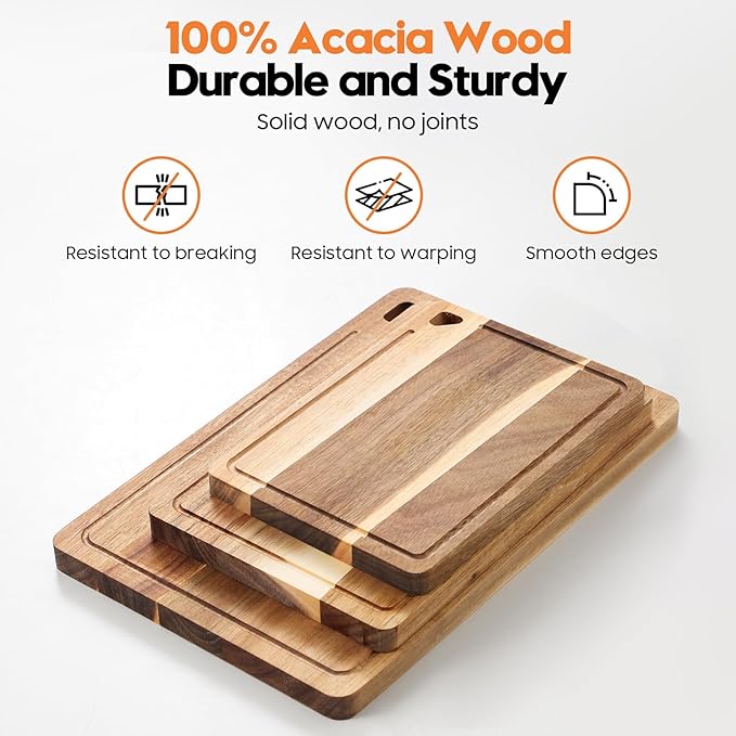 Small Acacia Wood Cutting Boards for Kitchen with Hanging–Mini Wooden Cutting Board for Vegetables, 1-S (1)
