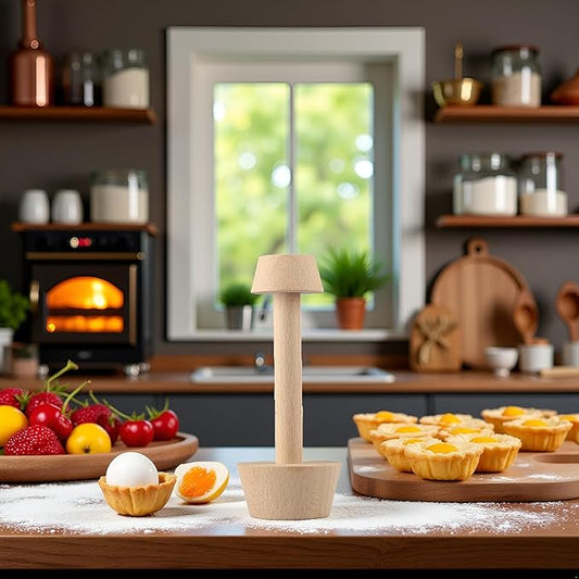 Xinjincang Woodiness Tart Tamper Pastry Tamper Double Side Wooden Egg Tart Tamper Mold DIY Cake Pastry Pusher for Kitchen Party Baking Tools, Pie, Tart and Quiche Pans