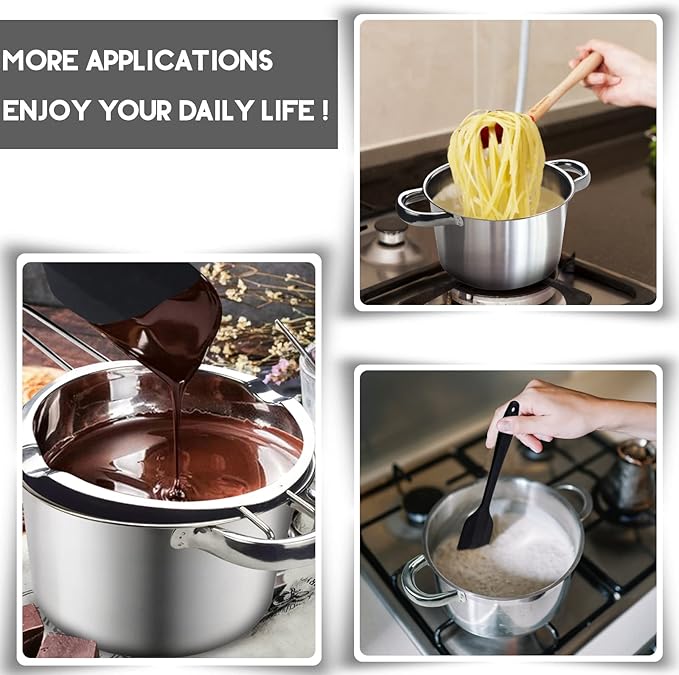 Double Boiler Pot Set, 600ml/0.5QT Chocolate Melting Pot with 1.5QT 304 Stainless Steel Pot, Melting Pot with Silicone Spatula for Melting Chocolate, Candy, Candle, Soap, Wax