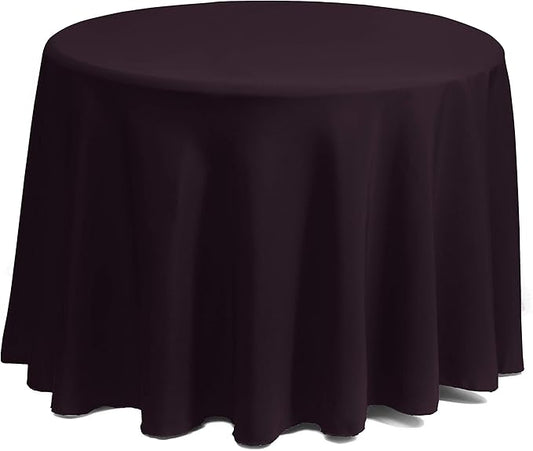Gee Di Moda Round Tablecloth - 108 Inch Eggplant Round Table Cloth for 48 to 72 Inch Round Tables - Heavy Duty Washable Fabric - for Buffet Table, Holiday Party, Dinner, Wedding & Baby Shower