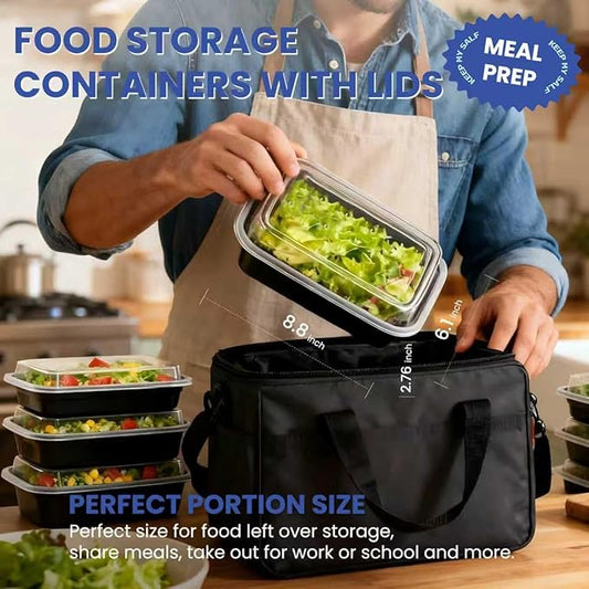38oz 50 Pack Meal Prep Containers Reusable, Disposable Food Containers with Lids BPA Free, Microwave/Dishwasher/Freezer Safe To Go Containers for Holiday Leftovers