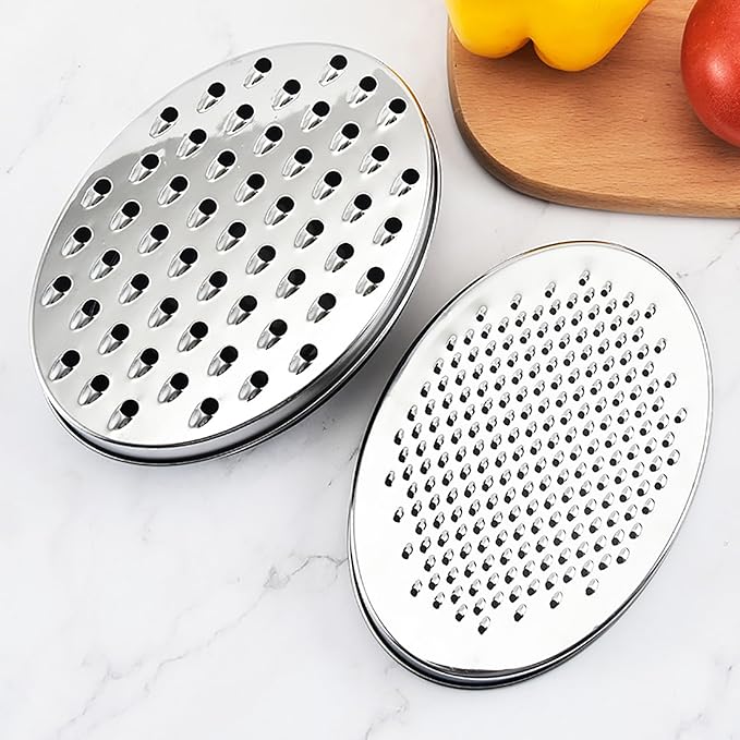 Stainless Steel Cheese Grater with Airtight Storage Container - Box Grater for Kitchen, Shredder for Parmesan, Cheddar, Vegetables, Chocolate, Nutmeg - Includes Lemon for Citrus, Ginger, Butter