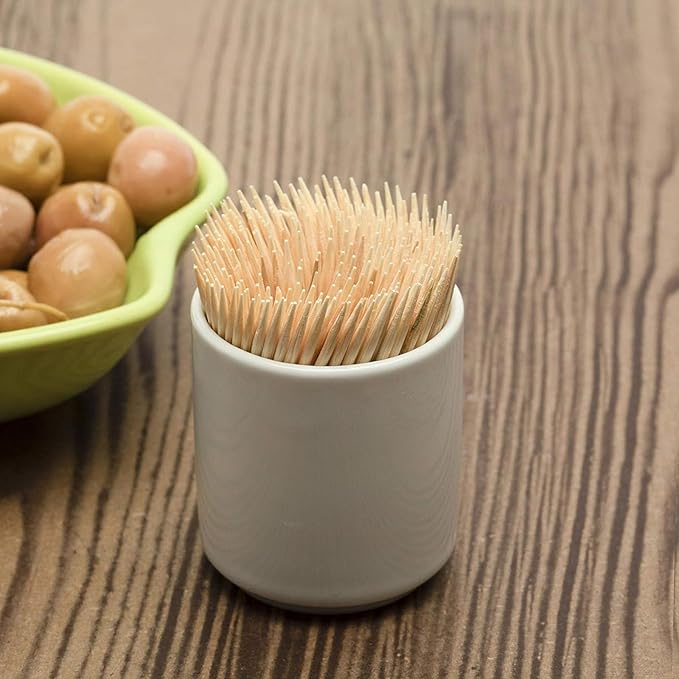 2PCS Simple Pure White Porcelain Toothpick Holder Dispenser For Home Kitchen Restourant