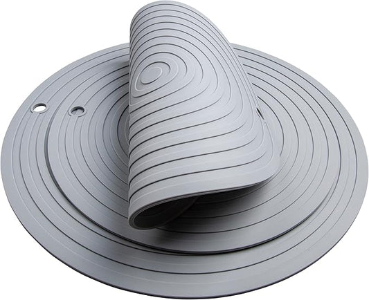 Silicone Trivets Mats for Pots and Pans, Heat Resistant Pot Holders, Flexible Hot Pads for Kitchen Table, Non Slip Mats, Dia11.81 and 9.45 Inches Big Round Microwave Mats Pack 3 Light Gray