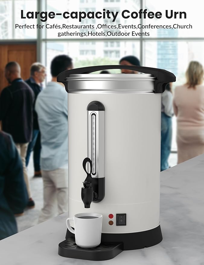 GarveeHome 100 Cups Coffee Urn,14 L/3.8 gal Double Wall Commerical Coffee Maker for Buffet Catering Wedding Gathering,Large Capacity Hot Coffee Dispenser,Stainless Steel Hot Water Urn