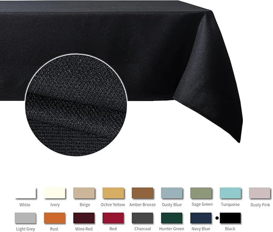 maxmill Square Jacquard Tablecloth Water Resistance Antiwrinkle Spill Proof Textured Table Cloth, Decorative Fabric Table Cover for Buffet Banquet Parties Event Holiday Dinner, 70 x 70 Inch, Black