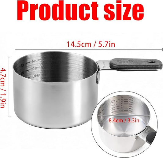 1 Cup(240ml) Stainless Steel Measuring Cup with Magnetic Handle and Inner Measuring Marks-1 PCS