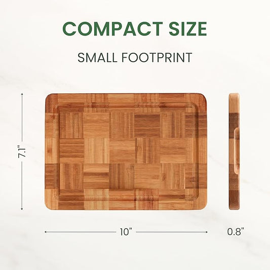 Premium Carbonized Bamboo Cutting Boards – Durable Wooden Chopping Boards with Juice Grooves – Small, Medium, Large & 3-Piece Set – Eco-Friendly, Thick, Crack-Resistant, Easy Grip (Small)