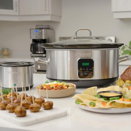 Kenmore 7 Quart Slow Cooker with Diper - Crock pot With Programmable Settings, Digital Controls, Large Capacity for Family Meals, Dishwasher-Safe Stoneware, Warm Rice & Sous Vide Stew