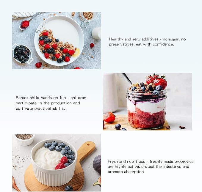 1.37QT Yogurt Maker Machine with Stainless Steel Bowl, Automatic Electric Greek Yogurt Maker, Probiotic Maker for Natto & Rice Wine