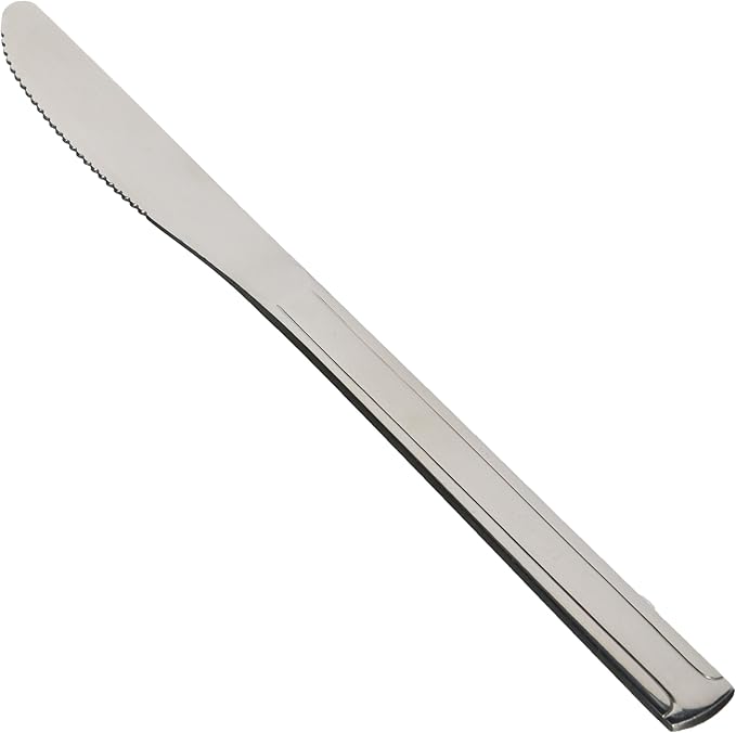 Winco 12-Piece Dominion Heavy Weight Dinner Knife Set, 18-0 Stainless Steel,Silver