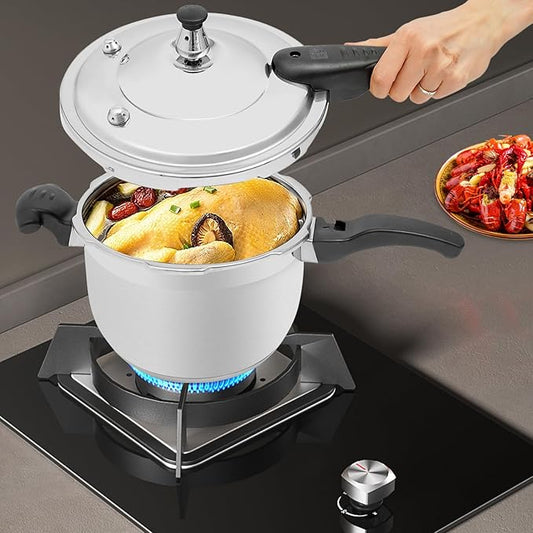 Bokknppo Stainless Steel Pressure Cooker Large Capacity 60Kpa Pressure Pot Explosion-proof Compound Bottom Pressure Canner with Pressure Limiting Valve for Gas Stove Induction Cooker (4L/1.06gal)