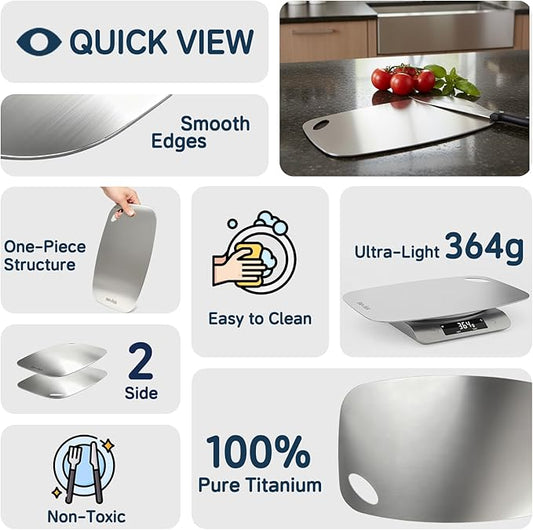 Beviss 100% Pure Titanium Cutting Board 11.45" x 8.15"- BPA Free, Non-Porous & Durable Kitchen Chopping Board for Meat, Vegetables, Fruits
