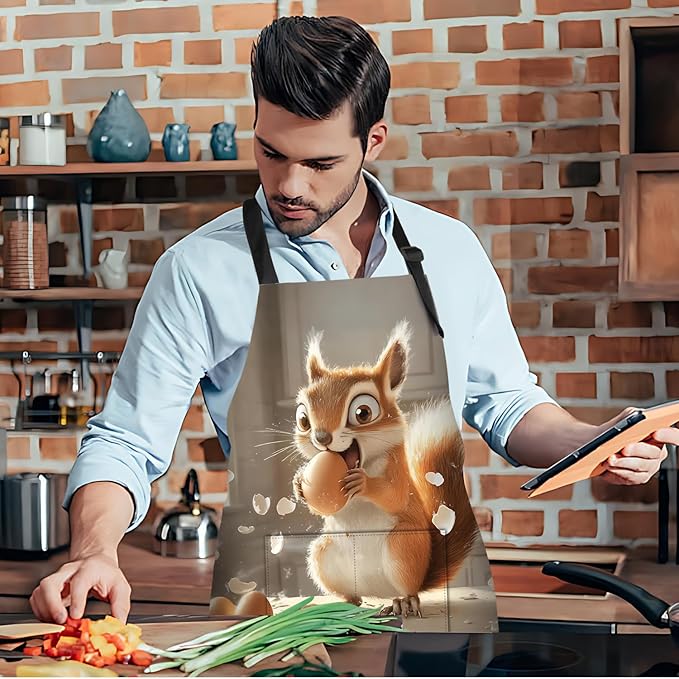 Funny Cat Apron with 2 Pockets Waterproof for Men Women Kitchen Garden Decor