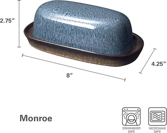 Pfaltzgraff Monroe Blue Covered Butter Dish, 8-Inch