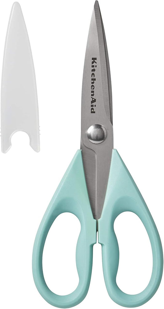 KitchenAid All Purpose Shears with Protective Sheath, 8.72-Inch, Aqua Sky & KE112OHAQA Classic Euro Peeler, One Size Aqua Sky 2