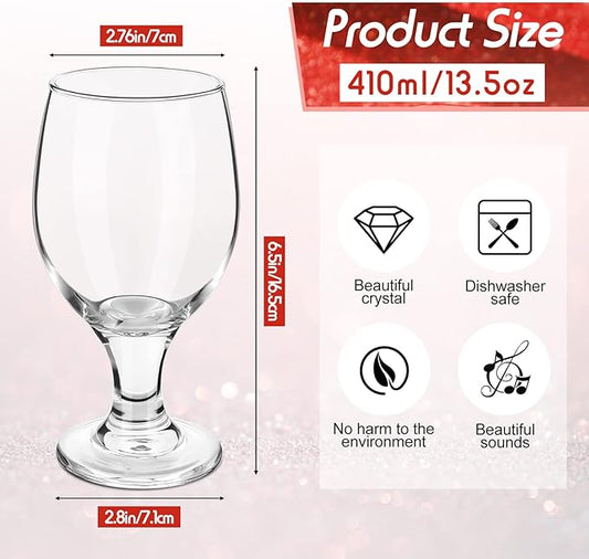 Patelai Set of 60 Clear Glasses 13.5 oz Water Goblet Glass Stemmed Water Glasses for Juice Wine Beer Tea Milk Cold Beverages Drinks Dishwasher Safe
